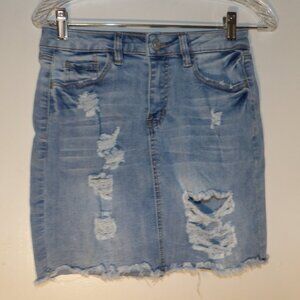 RUE 21 Distressed Denim Mini Skirt Sz M